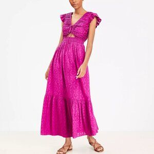 LOFT Beach fuschia pink purple cotton maxi dress